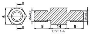 DİSTANS  METAL  AK-YP-4214  METRİK 4  14 mm  ERKEK - ERKEK  YÜKSELTEÇ