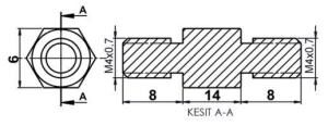 DİSTANS  METAL  AK-YP-4214  METRİK 4  14 mm  ERKEK - ERKEK  YÜKSELTEÇ