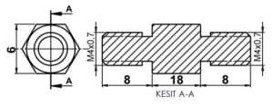DİSTANS  METAL  AK-YP-4218  METRİK 4  18 mm  ERKEK - ERKEK  YÜKSELTEÇ