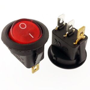 ANAHTAR YUVARLAK KAFA ON ~ OFF KIRMIZI IŞIKLI 220V 3 PİN  IC-131