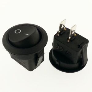 Anahtar Yuvarlak Siyah On Off Işıksız 2 Pin 6a 250v Kcd1 / Ic-133 ( Kalıcı Tip )