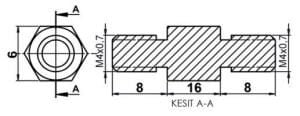 DİSTANS  METAL  AK-YP-4216  METRİK 4  16 mm  ERKEK - ERKEK  YÜKSELTEÇ