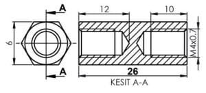 DİSTANS  METAL  AK-YP-4026  METRİK 4  26mm  DİŞİ - DİŞİ  YÜKSELTEÇ