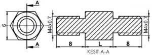 DİSTANS  METAL  AK-YP-4217  METRİK 4  17 mm  ERKEK - ERKEK  YÜKSELTEÇ