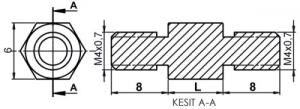 DİSTANS  METAL  AK-YP-4217  METRİK 4  17 mm  ERKEK - ERKEK  YÜKSELTEÇ
