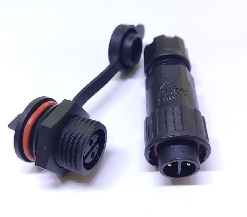 2 Pim mini Ip67 Su Geçirmez 12mm Takım Konnektör Plastik IC-266M-2P ( Erkek Seyyar Dişi Şase Tip )