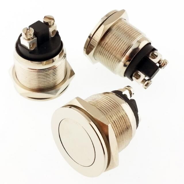 BUTON PBS-28B-2 YUVARLAK Metal 19mm 2 Pin VİDA PİN DÜZ KAFA D98  IC-182