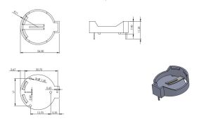 Pil Yuvası CH-224  2032  Pcb Tip Yatık Pil Tutucu