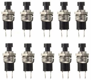 BUTON YUVARLAK  Metal 7mm SİYAH (PUSH SWITCH) DİAFON TİP  IC-177