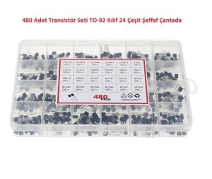 480 Adet Transistör Seti TO-92 Kılıf 24 Çeşit Şeffaf Çantada