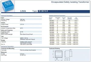 Trafo El-Kom 3,5VA 2x12V mavi RN138444