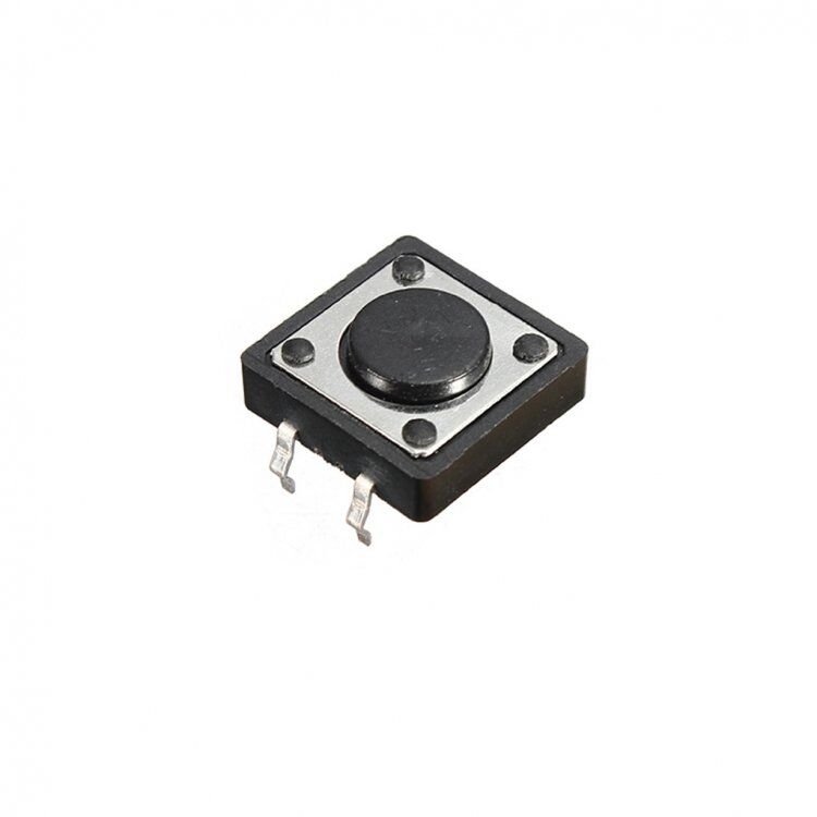 TACT  BUTON  12x12 Siyah 6,5 mm Yuvarlak  IC-202
