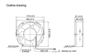 Fan 12v Plastik Kanat 172x150x51mm 2 Kablolu Salzer