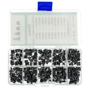 200 Parça Tact Switch Seti 6x6 Dip Kılıf 10 Farklı Boy Plastik Çantada