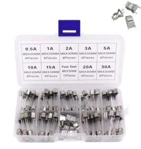 Cam Sigorta Seti 6x30 mm 72 Adet 9 Çeşit 250v Şeffaf Çantada