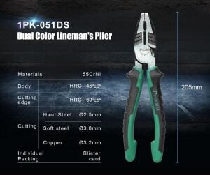 Proskit 1PK-051DS Yeşil Sap Elektrikçi Pense 205mm