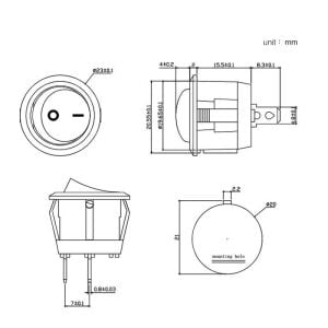 Anahtar Yuvarlak Siyah On Off Işıksız 2 Pin 6a 250v Kcd1-5 / Ic-133-5 ( Kalıcı Tip )