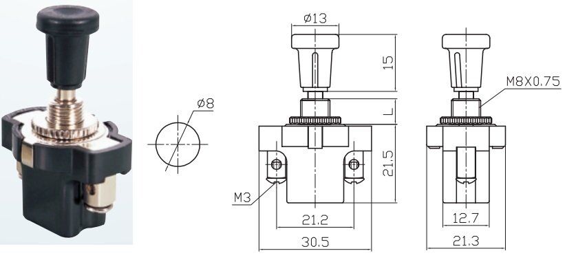 ANAHTAR ASW-05 SİYAH SOMUNLU OTO TİP 2 Pin VİDALI BACAK