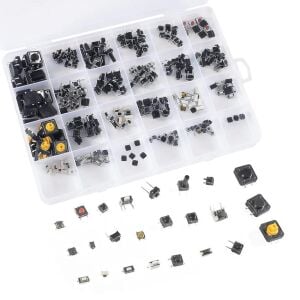 250 Adet Tact Switch Seti Dip Smd Kılıf 25 Farklı Çeşit Plastik Çantada