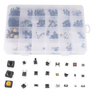 250 Adet Tact Switch Seti Dip Smd Kılıf 25 Farklı Çeşit Plastik Çantada