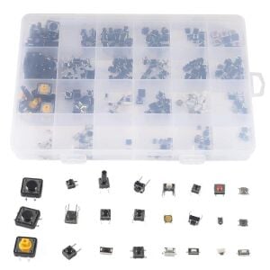 250 Adet Tact Switch Seti Dip Smd Kılıf 25 Farklı Çeşit Plastik Çantada