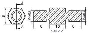 DİSTANS  METAL  AK-YP-4210  METRİK 4  10 mm ERKEK - ERKEK  YÜKSELTEC