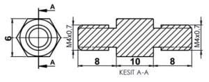 DİSTANS  METAL  AK-YP-4210  METRİK 4  10 mm ERKEK - ERKEK  YÜKSELTEC