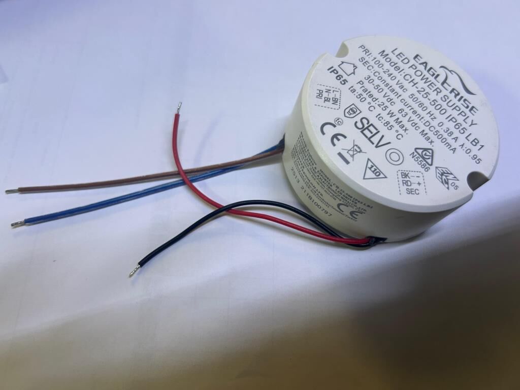 LED DRİVER EG-CH-25-500-LB1  500mA 30~50vdc PF>0.95 IP65 FFree EAGLERISE yuvarlak